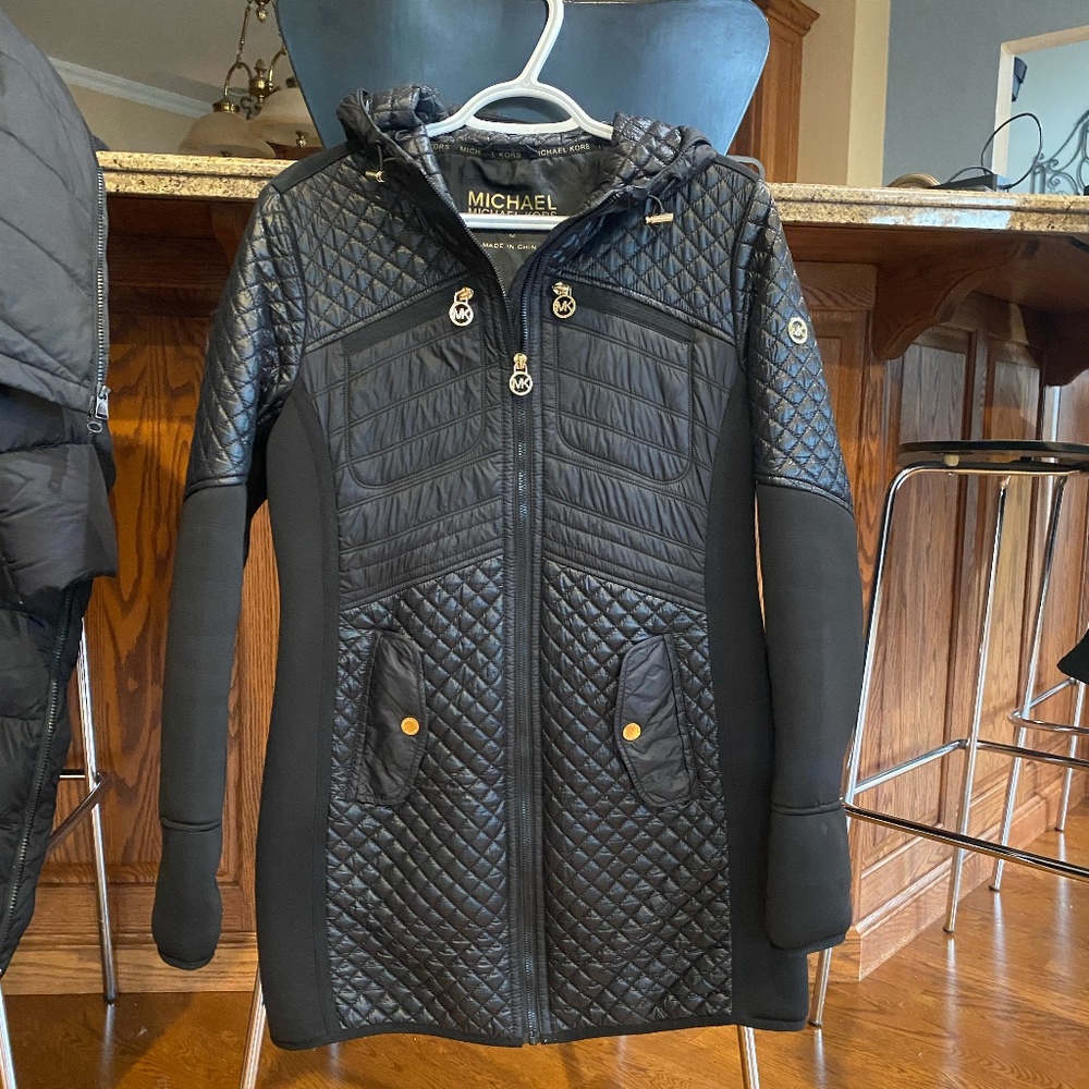 Michael Kors Women's Black Quilted Hooded Jacket